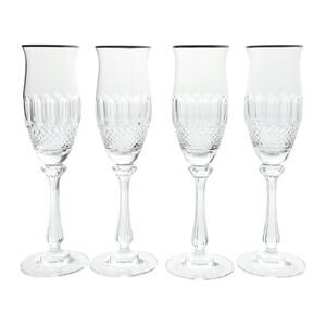 Mikasa “Gold Crown” Set of 4 Crystal Fluted Champagne Glasses 8 1/2” 6oz